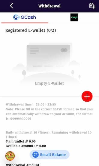 Step 2: Choose your e-wallet and add your withdrawal address.
